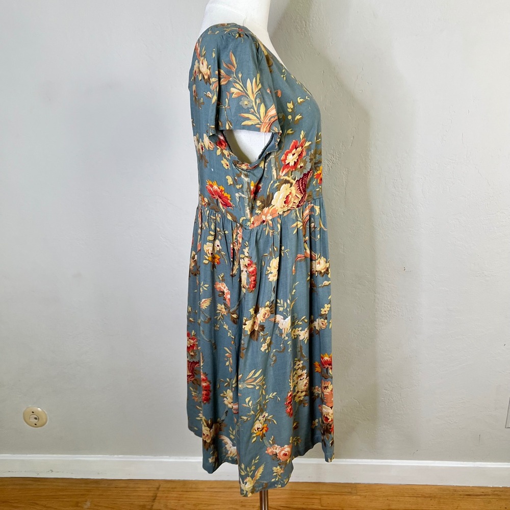 Denim & Supply Ralph Lauren Dress Floral Button Front Women Size Large Blue Boho - Picture 4 of 9